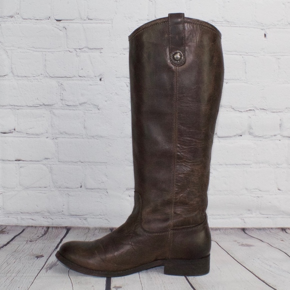Frye Shoes - FRYE Melissa Button Cognac Leather Tall Boots 6